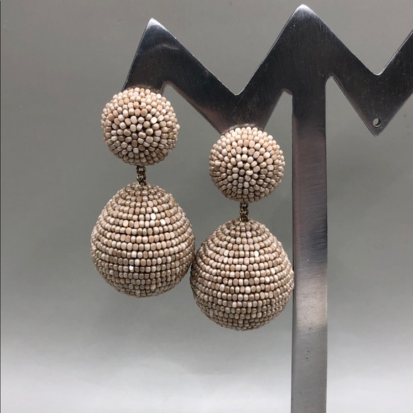Deepa Gurnani Teslana Beige Statement Dangle Drop Earrings